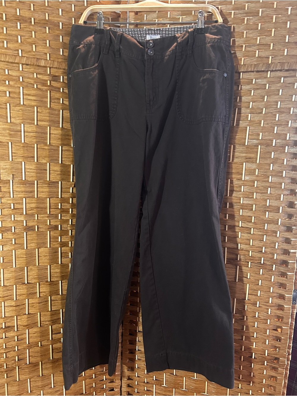 Bass Brown Cotton Utility Chino Pants Straight Leg Cargo Style Size 12
